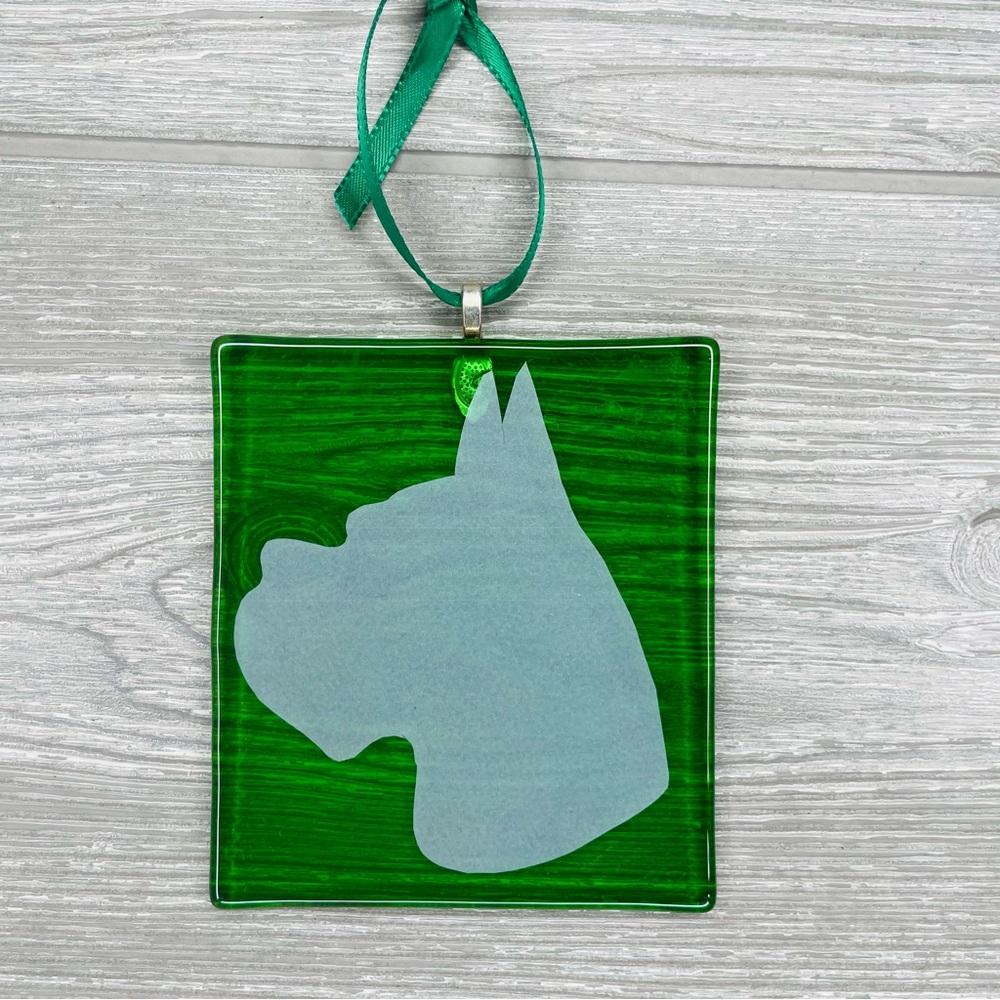 Stained glass sun catcher boxer dog coaster decoration orniment art handmade
